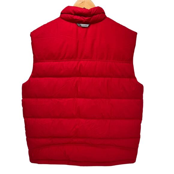 Columbia Puffer Vest Mens Large L Red Orange Full Zip Down Filled + Pockets - Picture 3 of 6